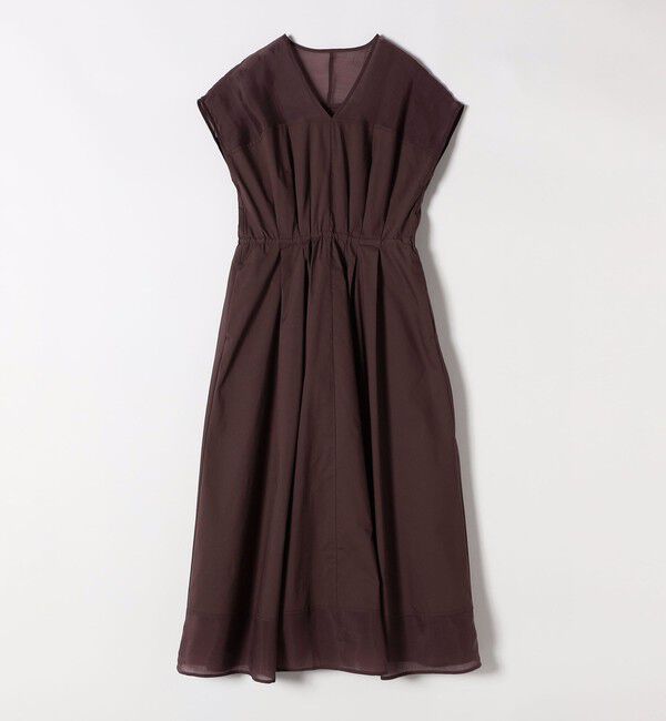 quaranciel「quaranciel :〈洗濯機可能〉シアー ドッキング Vネック フレンチスリーブ ワンピース」|ワンピース|