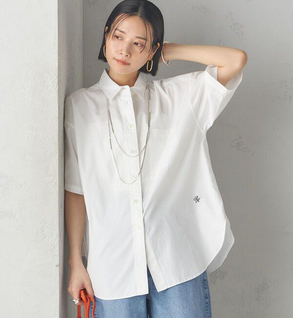 SHIPS for women「〈洗濯機可能〉オックス 刺繍 ショート スリーブ シャツ」|シャツ・ブラウス|