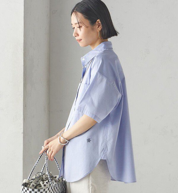 SHIPS for women「〈洗濯機可能〉オックス 刺繍 ショート スリーブ シャツ」|シャツ・ブラウス|