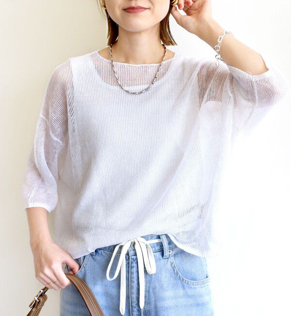 SHIPS for women「〈手洗い可能〉イタリアン シアー リネン プルオーバー」|ニット・セーター|オフホワイト