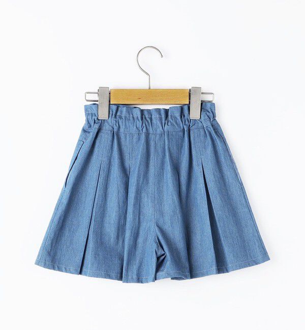 SHIPS KIDS「SHIPS KIDS:90cm / デニム プリーツ キュロット」|キュロット|