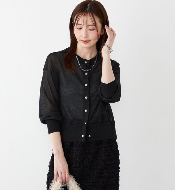 SHIPS Colors 「SHIPS Colors:〈手洗い可能〉シアー ニット ブルゾン◇」|カーディガン|ブラック