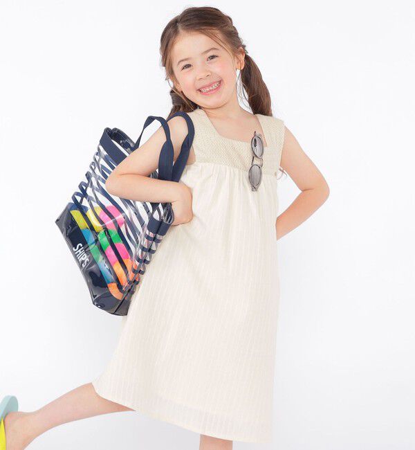 SHIPS KIDS「SHIPS KIDS:100～130cm / クロシェ ノースリーブ ワンピース」|ワンピース|ベージュ系