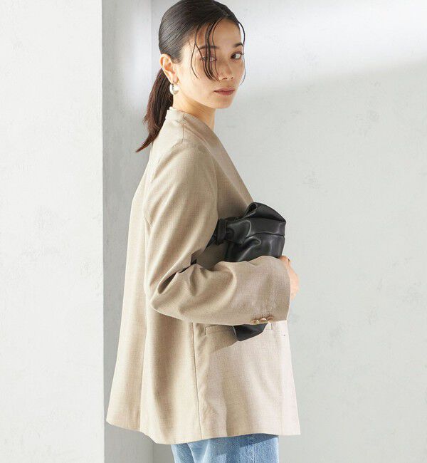 SHIPS for women「〈手洗い可能〉Asami 麻調合繊 カラー レス ジャケット 2」|その他|