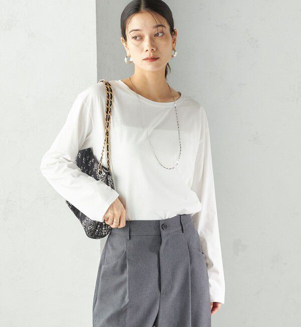 SHIPS for women「ワイド クルーネック コットン ロング スリーブ TEE」|Tシャツ・カットソー|