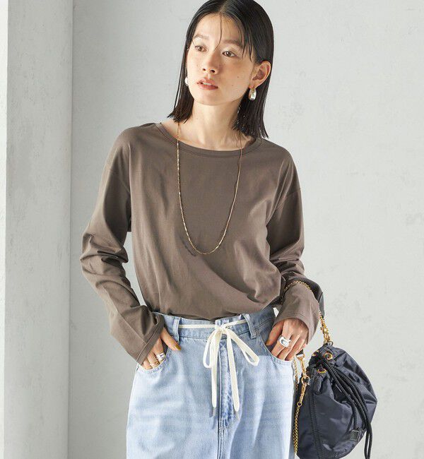 SHIPS for women「ワイド クルーネック コットン ロング スリーブ TEE」|Tシャツ・カットソー|