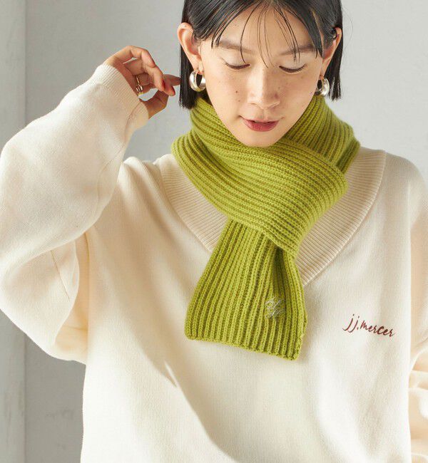 SHIPS for women「細幅 刺繍 ニット マフラー」|マフラー|ライトグリーン