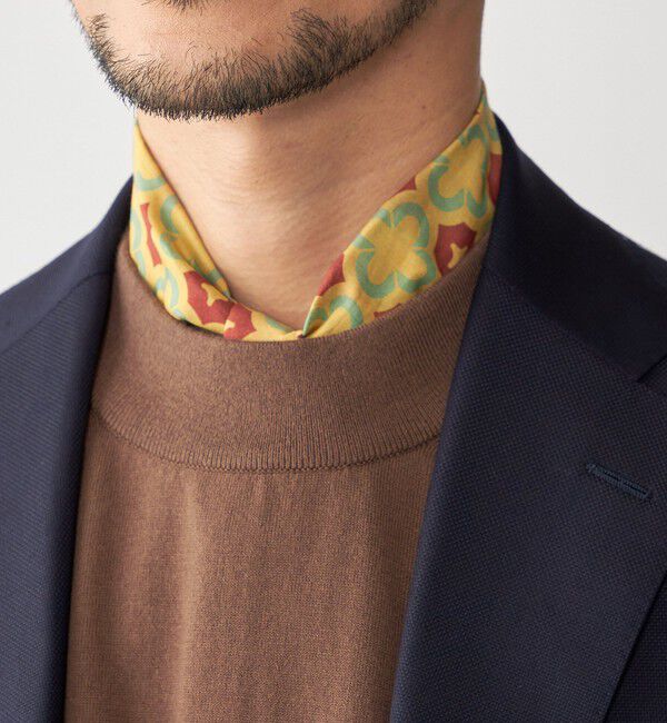 SHIPS「Puccini: コットン シルク タイル モチーフ スカーフ」|バンダナ・スカーフ|イエロー系