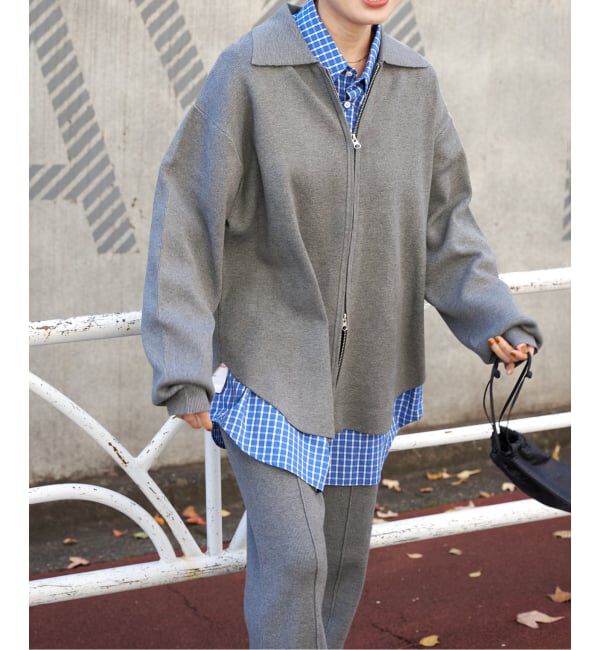 OUTDOOR PRODUCTS Usual Things「2点SET ジップニットシャツ&times;パンツセットアップ」|オールインワン|