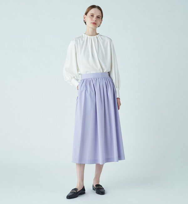 Ballsey「ストレッチタフタ ボリュームギャザースカート」|フレア|
