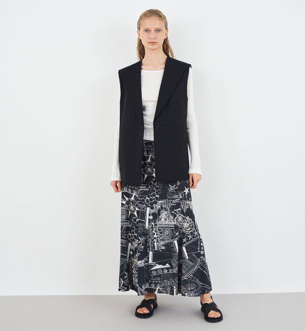 DES PRES「マリンプリント マーメイドスカート」|フレア|