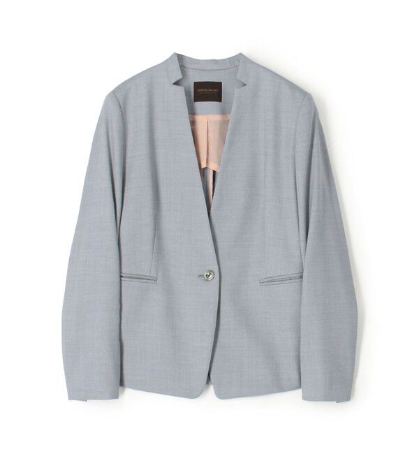 TOMORROWLAND collection「シャイニーシャーク キザミカラージャケット」|ノーカラージャケット|65 ブルーグレー