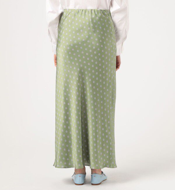 SOULEIADO「ポリエステルプリント バイヤスナロースカート」|フレア|