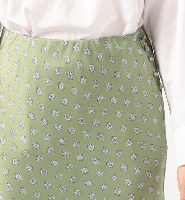 SOULEIADO「ポリエステルプリント バイヤスナロースカート」|フレア|