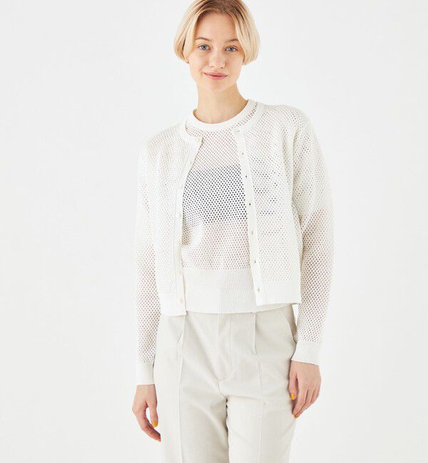 MACPHEE「リネンメッシュ クルーネックカーディガン」|カーディガン|