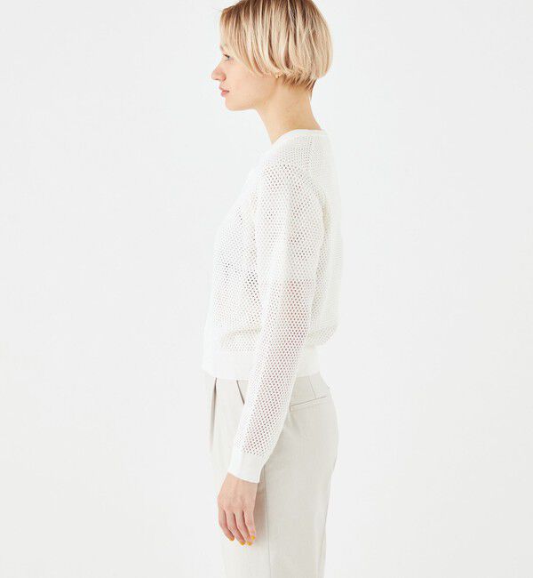 MACPHEE「リネンメッシュ クルーネックカーディガン」|カーディガン|