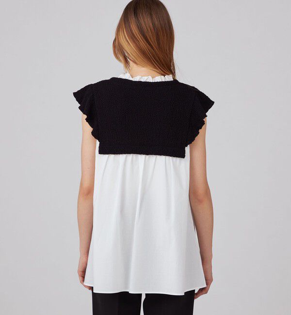 Ballsey「バルキーヤーンジャージーコンビ フリルスリーブプルオーバー」|Tシャツ・カットソー|