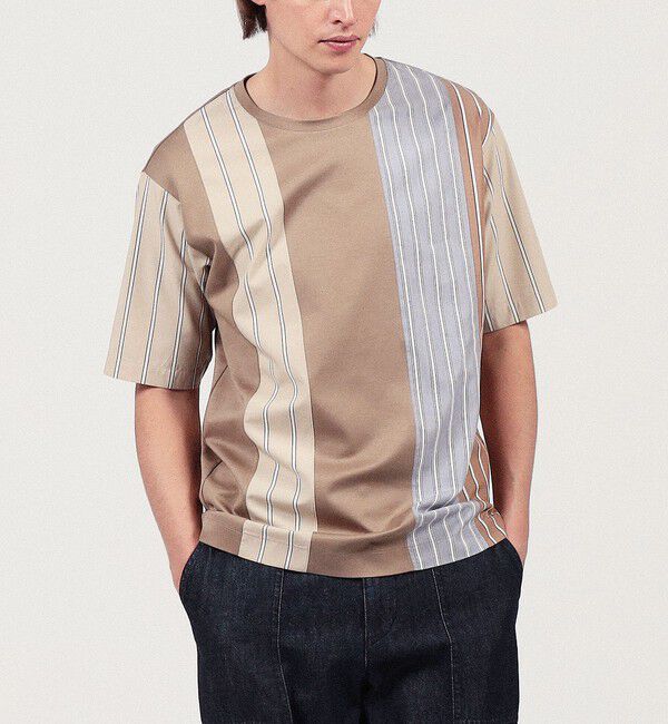 TOMORROWLAND MENS「コットン ストライプ デザインTシャツ」|Tシャツ・カットソー|