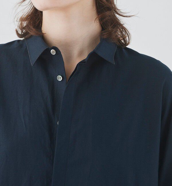 GALERIE VIE「コットンシルクパウダークロス ギャザーロングワンピース」|ワンピース|