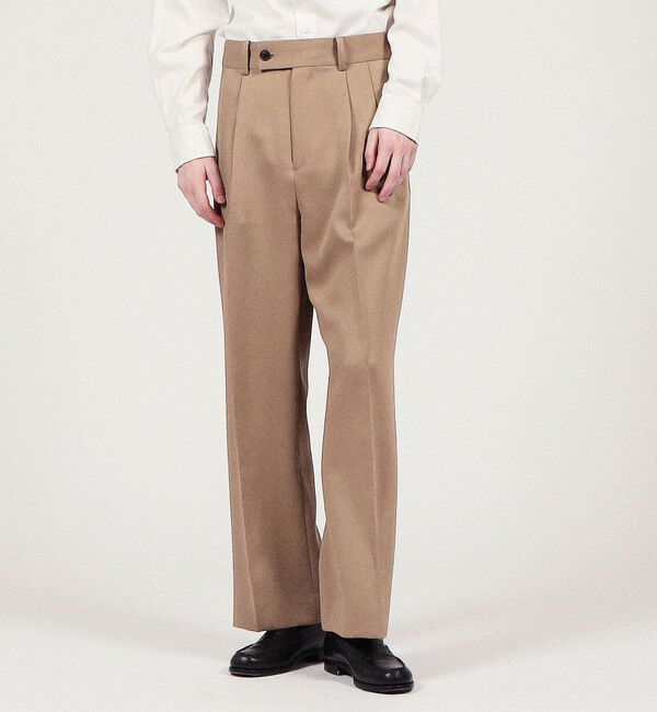 TOMORROWLAND MENS「アルデンテサテン 2タックワイドストレートパンツ」|スラックス|