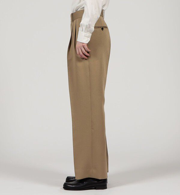 TOMORROWLAND MENS「アルデンテサテン 2タックワイドストレートパンツ」|スラックス|