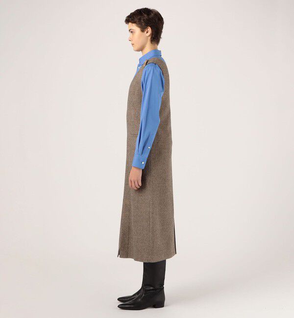 MACPHEE「【WEB限定】ツイーディーサージ Vネックジャンパースカート」|ジャンパースカート|