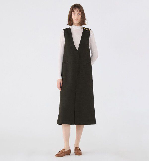 MACPHEE「【WEB限定】ツイーディーサージ Vネックジャンパースカート」|ジャンパースカート|