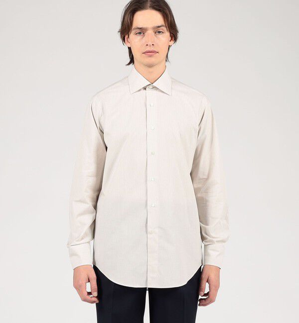 TOMORROWLAND MENS「コットン ワイドスプレッドカラー ストライプドレスシャツ」|シャツ・ブラウス|