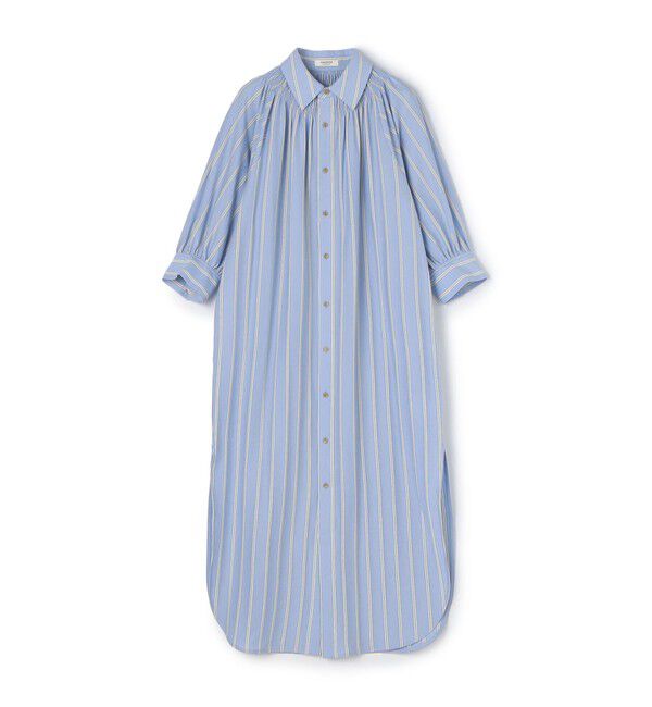 MACPHEE「ハイゲージストライプ シャツワンピース」|ワンピース|62 ライトブルー系