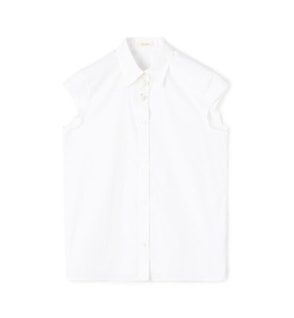 DES PRES「コットンストレッチポプリン キャップスリーブシャツ」|シャツ・ブラウス|11 ホワイト