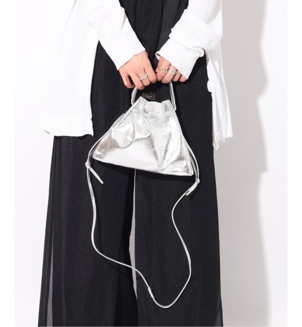  「【blancle/ ブランクレ】S.LETHER/M.LEATHER 2WAY GATHER MINI BAG limited」|ショルダー・メッセンジャー|シルバー
