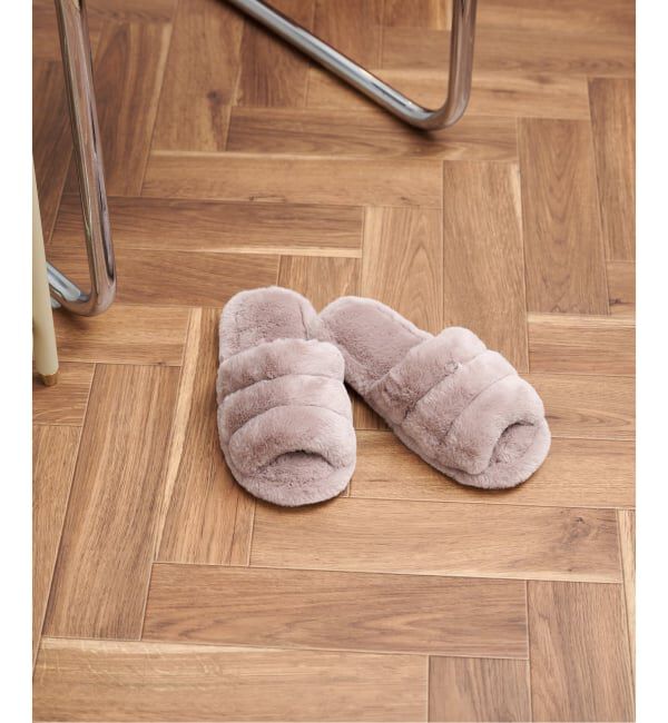 journal standard Furniture「SLIPPER PUFFY FUR　フェイクファー スリッパ」|ルームシューズ|ベージュ