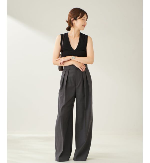 Plage「WO SE 2Tuck Wide パンツ」|スラックス|