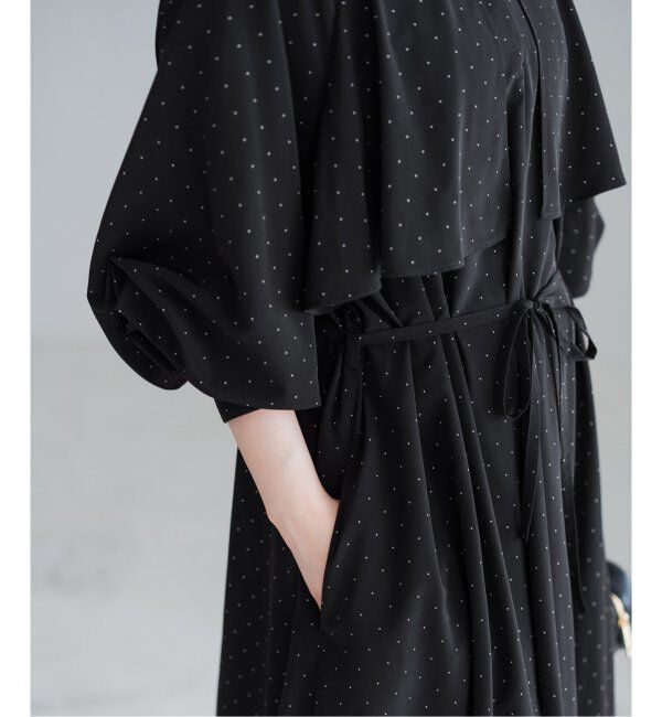 IENA「《WEB限定/追加》ドットサッシュワンピース」|ワンピース|