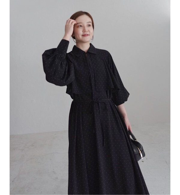 IENA「《WEB限定/追加》ドットサッシュワンピース」|ワンピース|