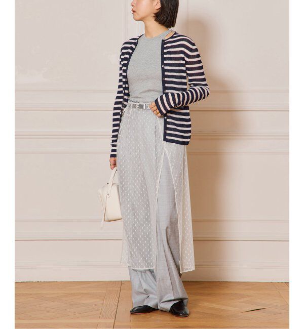 IENA LA BOUCLE「IENA LA BOUCLE 総針針抜きボーダークルーカーディガン」|ニット・セーター|