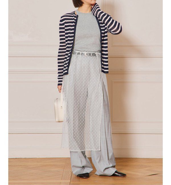 IENA LA BOUCLE「IENA LA BOUCLE 総針針抜きボーダークルーカーディガン」|ニット・セーター|