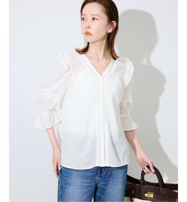 SLOBE IENA「《WEB限定/追加》コットンレーヨンレースブラウス」|シャツ・ブラウス|
