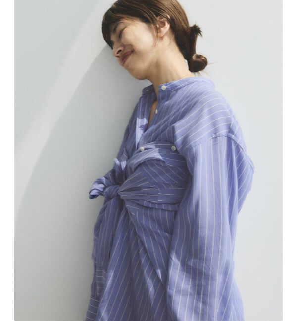 IENA「リヨセルストライプバンドカラーシャツ」|シャツ・ブラウス|