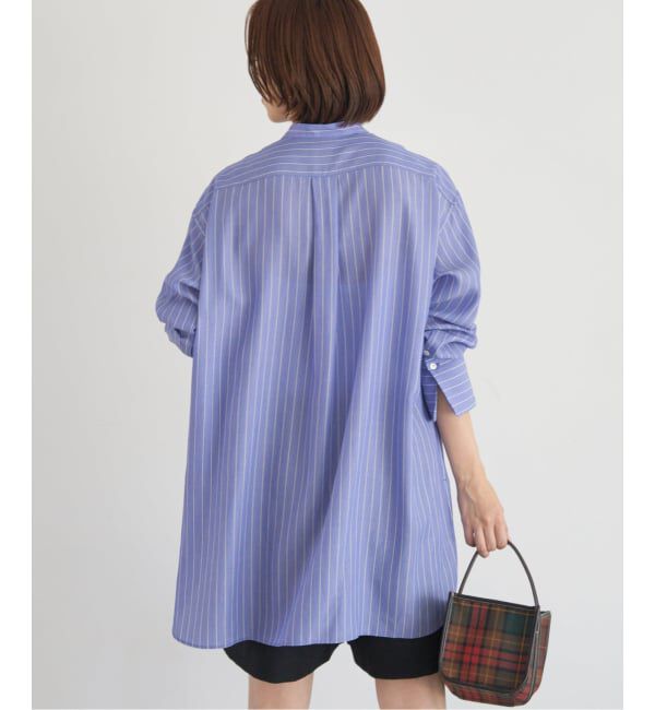 IENA「リヨセルストライプバンドカラーシャツ」|シャツ・ブラウス|