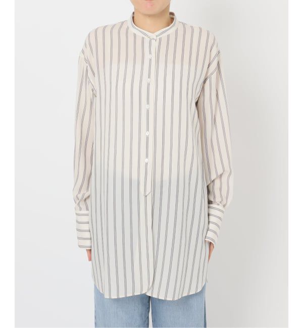 IENA「リヨセルストライプバンドカラーシャツ」|シャツ・ブラウス|