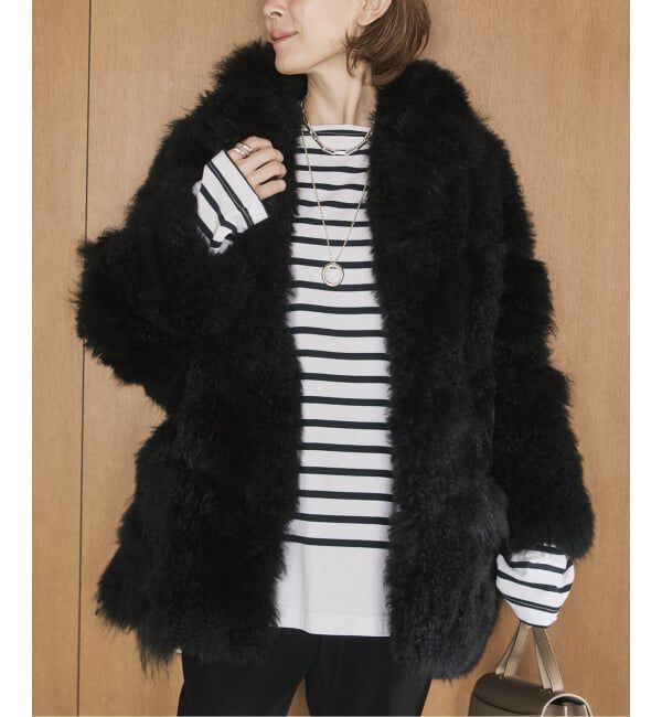 VERMEIL par iena「SIMONETTA RAVIZZA シモネッタラヴィッツァ Cashmere Goat ファーコート」|その他|ブラック