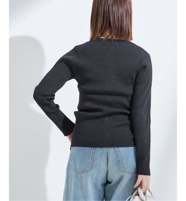 journal standard L'essage「ラメリブ クルーネック カーディガン」|カーディガン|