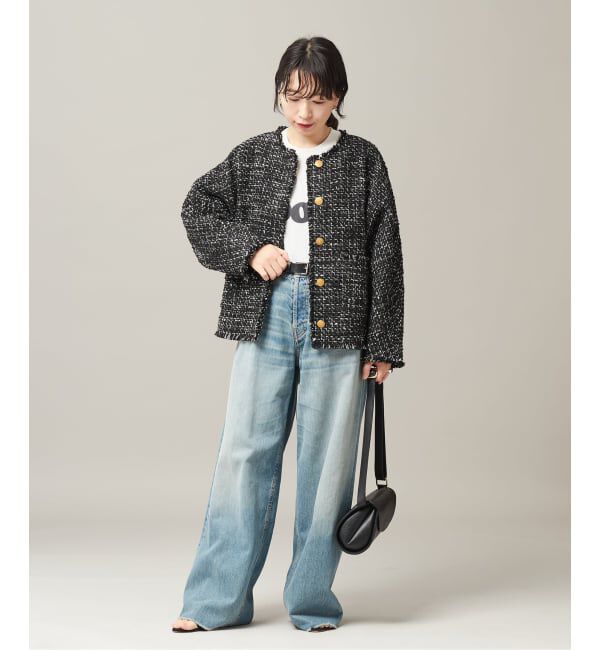 journal standard L'essage「《追加》【金子綾さん着用】GIOLICATWEED ドルマンジャケット」|ノーカラージャケット|