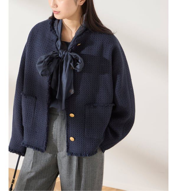 journal standard L'essage「《追加》【金子綾さん着用】GIOLICATWEED ドルマンジャケット」|ノーカラージャケット|