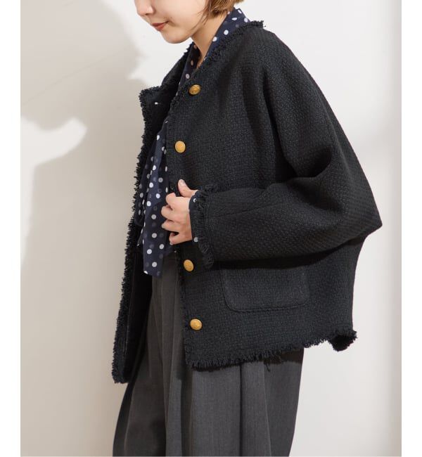 journal standard L'essage「《追加》【金子綾さん着用】GIOLICATWEED ドルマンジャケット」|ノーカラージャケット|