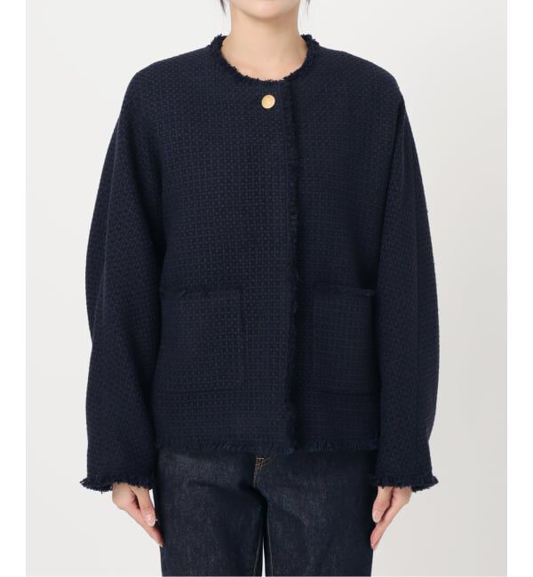 journal standard L'essage「《追加》【金子綾さん着用】GIOLICATWEED ドルマンジャケット」|ノーカラージャケット|