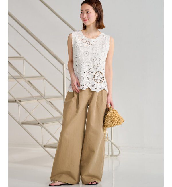 JOURNAL STANDARD relume「《WEB限定追加2》エンブロイダリークロシェノースリーブ」|ニット・セーター|