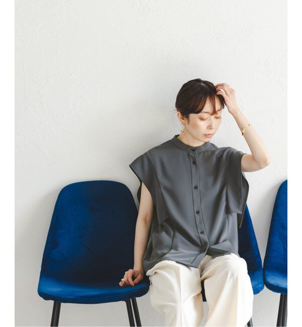 NOBLE「《WEB限定追加》スクエアースリーブフロントオープンブラウス」|シャツ・ブラウス|