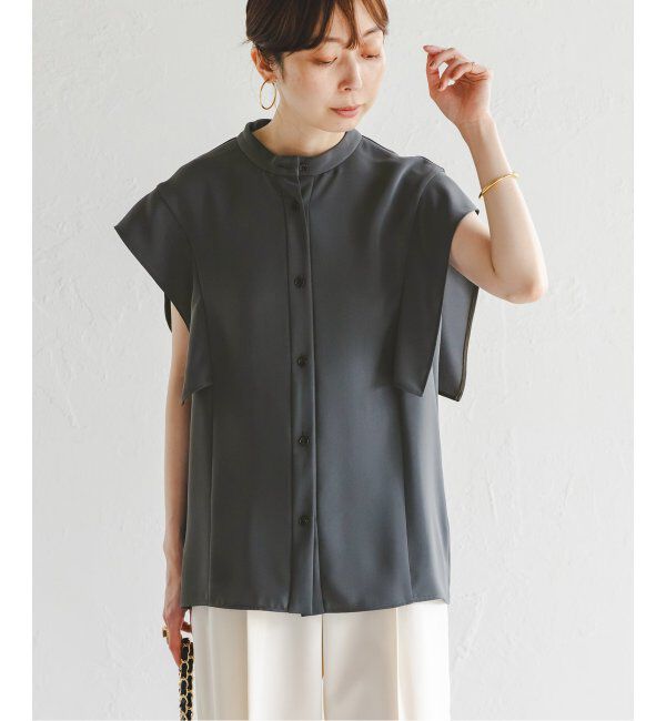 NOBLE「《WEB限定追加》スクエアースリーブフロントオープンブラウス」|シャツ・ブラウス|